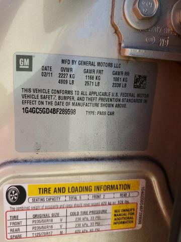 1G4GC5GD4BF289598 - 2011 BUICK LACROSSE CXL ოქროსფერი ფოტო 12