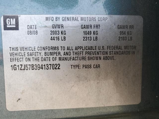 1G1ZJ57B394137022 - 2009 CHEVROLET MALIBU 2LT TURQUOISE photo 13