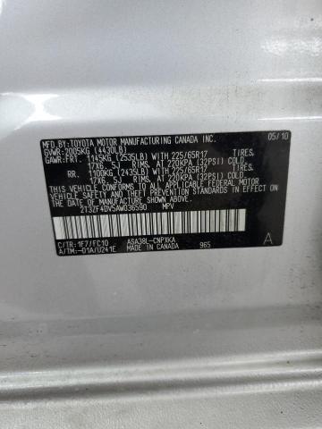 2T3ZF4DV5AW036590 - 2010 TOYOTA RAV4 SILVER photo 13