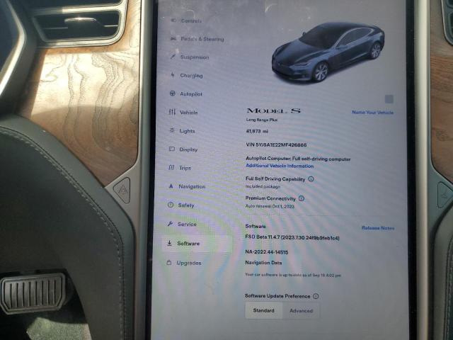 5YJSA1E22MF426866 - 2021 TESLA MODEL S Մոխրագույն լուսանկար 9