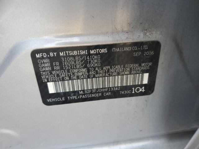 ML32F3FJ0HHF13342 - 2017 MITSUBISHI MIRAGE G4 ES SILVER photo 12