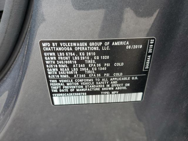 1V2DR2CA2KC598793 - 2019 VOLKSWAGEN ATLAS SE Gri fotoğraf 13