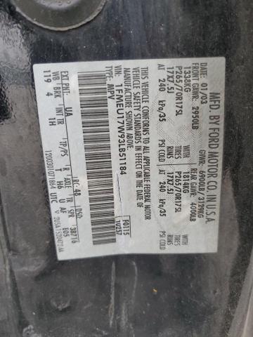 1FMEU17W93LB51184 - 2003 FORD EXPEDITION EDDIE BAUER 黑色 照片 13