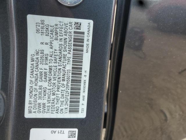 2HGFE2F25PH560703 - 2023 HONDA CIVIC LX 灰色 照片 12