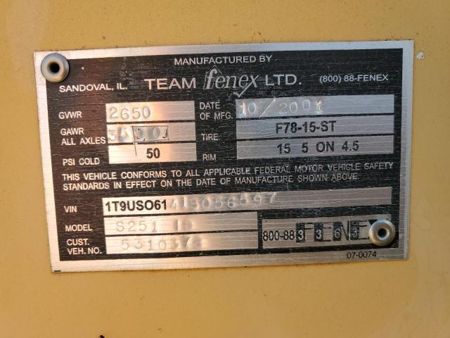 1T9US06141S056597 - 2001 TFNX GENERATOR YELLOW photo 10