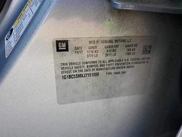 1G1BC5SMXJ7151099 - 2018 CHEVROLET CRUZE LS SILVER photo 12