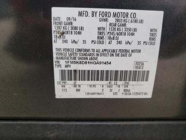 1FM5K8D81HGA91454 - 2017 FORD EXPLORER XLT Grau Foto 13