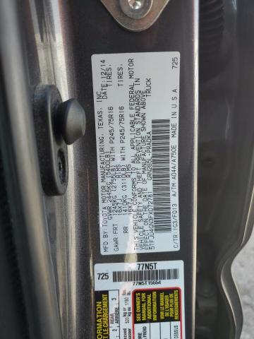 5TFJU4GN3FX072781 - 2015 TOYOTA TACOMA DOUBLE CAB PRERUNNER GRAY photo 12