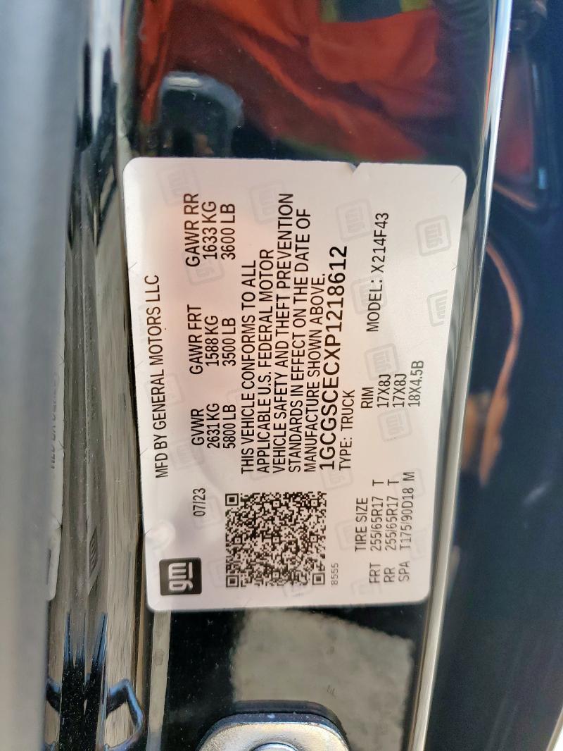 1GCGSCECXP1218612 - 2023 CHEVROLET COLORADO LT BLACK photo 12