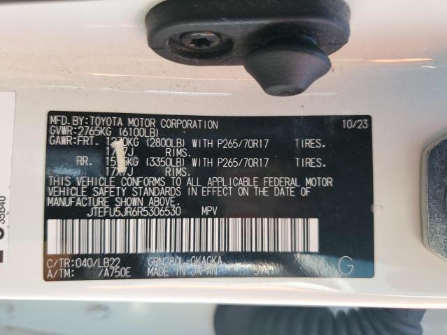 JTEFU5JR6R5306530 - 2024 TOYOTA 4RUNNER SR5 WHITE photo 14