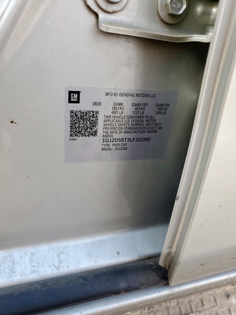 1G1ZD5ST3LF151960 - 2020 CHEVROLET MALIBU LT SILVER photo 13