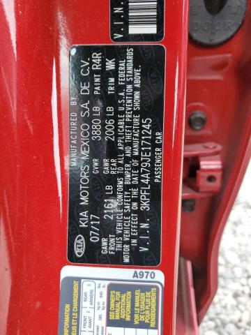 3KPFL4A79JE171245 - 2018 KIA FORTE LX RED photo 12