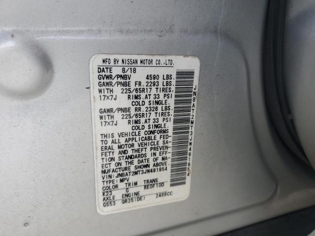 JN8AT2MT3JW491954 - 2018 NISSAN ROGUE S Gümüş foto 13