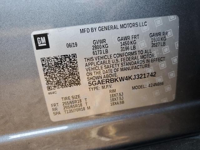 5GAERBKW4KJ321742 - 2019 BUICK ENCLAVE ESSENCE Մոխրագույն լուսանկար 13