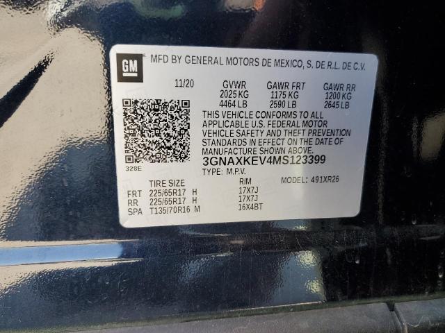 3GNAXKEV4MS123399 - 2021 CHEVROLET EQUINOX LT ლურჯი ფოტო 13