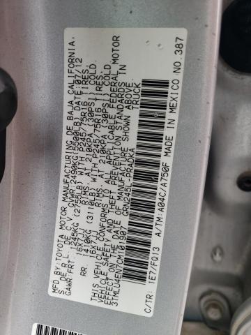 3TMLU4EN7CM101907 - 2012 TOYOTA TACOMA DOUBLE CAB ვერცხლისფერი ფოტო 12