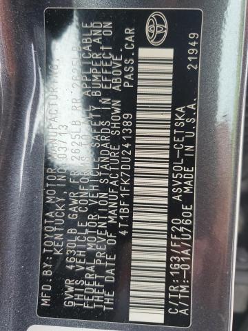 4T1BF1FK7DU241389 - 2013 TOYOTA CAMRY L GRAY photo 13