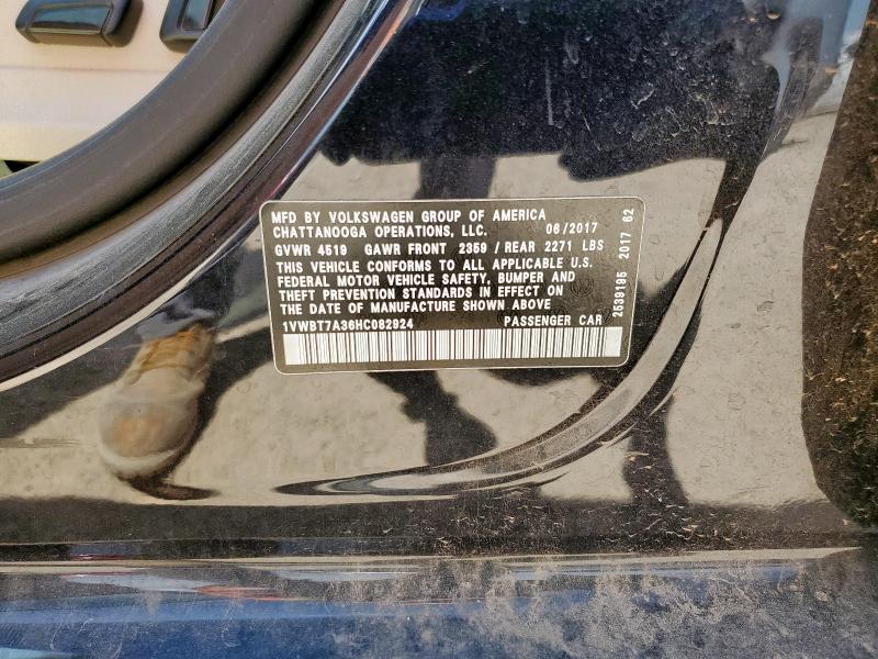 1VWBT7A36HC082924 - 2017 VOLKSWAGEN PASSAT SE BLACK photo 12