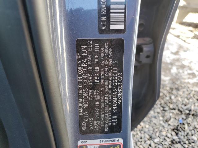 KNADM4A34G6601115 - 2016 KIA RIO LX BLUE photo 12