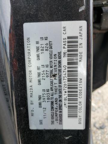 JM1BL1W72D1754740 - 2013 MAZDA 3 I BLACK photo 12