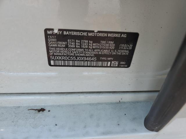 5UXKR0C55J0X94645 - 2018 BMW X5 XDRIVE35I WHITE photo 13