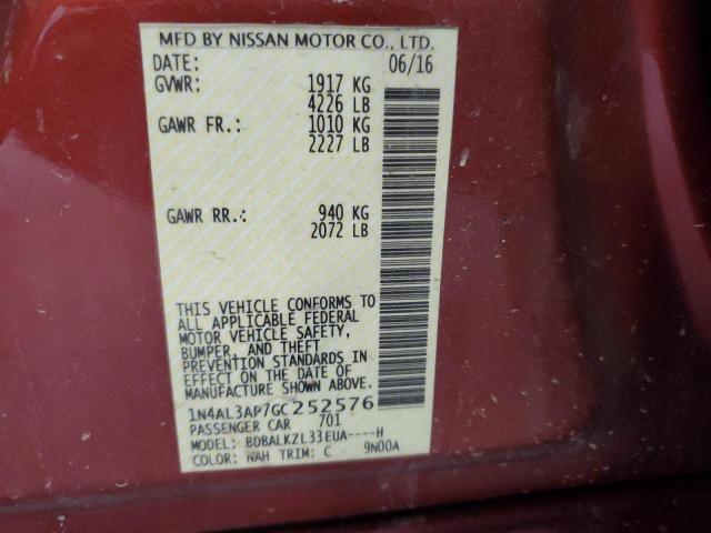 1N4AL3AP7GC252576 - 2016 NISSAN ALTIMA 2.5 BURGUNDY photo 13