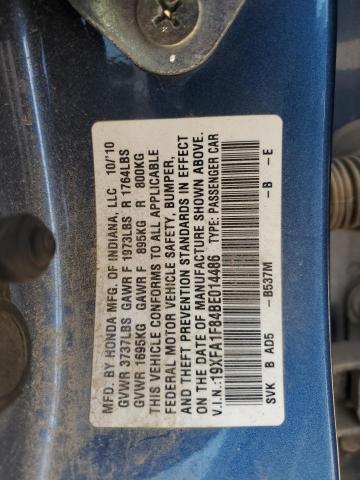19XFA1F84BE014486 - 2011 HONDA CIVIC EX BLUE photo 12