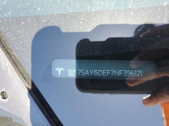 7SAYGDEF7NF396121 - 2022 TESLA MODEL Y WHITE photo 12