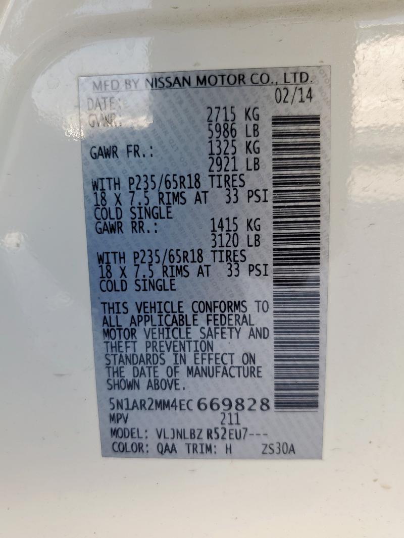 5N1AR2MM4EC669828 - 2014 NISSAN PATHFINDER S Ağ foto 13