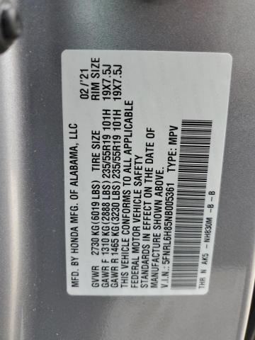 5FNRL6H85NB005361 - 2022 HONDA ODYSSEY TOURING 银色 照片 13