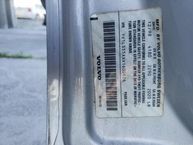 YV1LS55AXX1600626 - 1999 VOLVO S70 SILVER photo 10