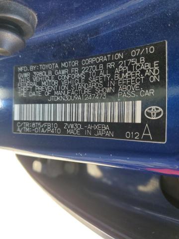 JTDKN3DU9A1247473 - 2010 TOYOTA PRIUS BLUE photo 12