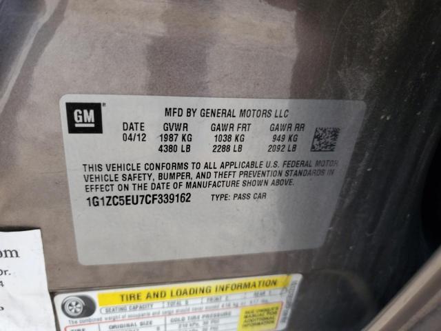 1G1ZC5EU7CF339162 - 2012 CHEVROLET MALIBU 1LT Сірий фото 12