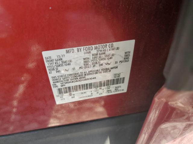 1FM5K8D83DGB83045 - 2013 FORD EXPLORER XLT Qırmızı foto 13