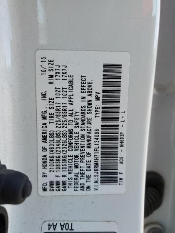 5J6RM4H71FL134098 - 2015 HONDA CR-V EXL WHITE photo 14