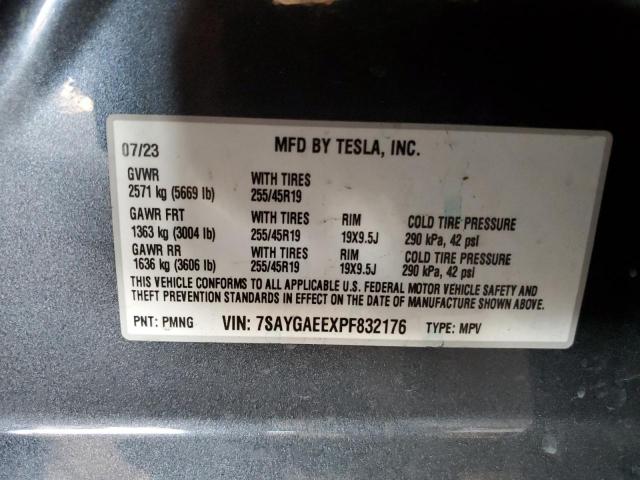 7SAYGAEEXPF832176 - 2023 TESLA MODEL Y GRAY photo 12