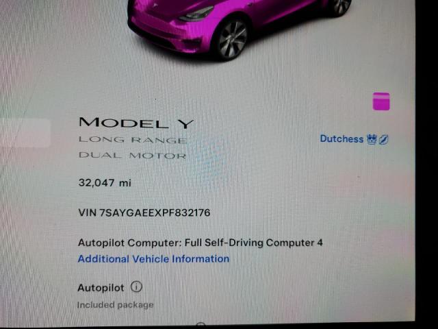 7SAYGAEEXPF832176 - 2023 TESLA MODEL Y GRAY photo 9