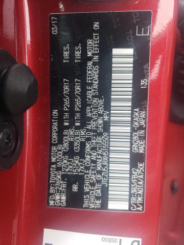 JTEZU5JRXH5155509 - 2017 TOYOTA 4RUNNER SR5 红色 照片 13