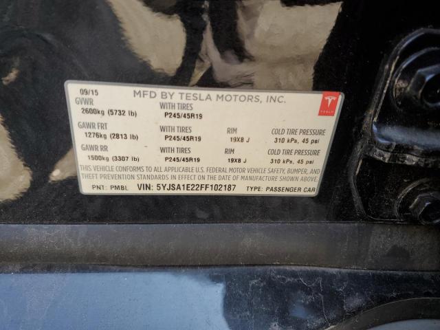 5YJSA1E22FF102187 - 2015 TESLA MODEL S 黑色 照片 12