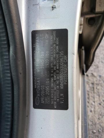 KMHDN55D93U096795 - 2003 HYUNDAI ELANTRA GLS SILVER photo 12