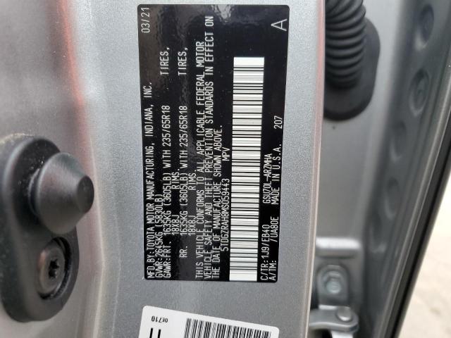 5TDGZRAH8MS059443 - 2021 TOYOTA HIGHLANDER XLE ვერცხლისფერი ფოტო 13