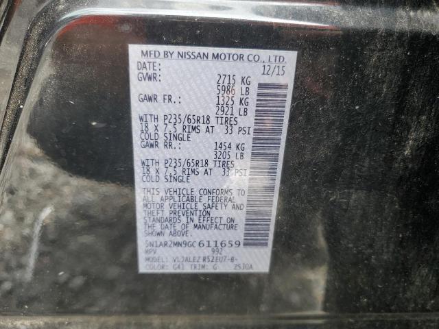 5N1AR2MN9GC611659 - 2016 NISSAN PATHFINDER S BLACK photo 13