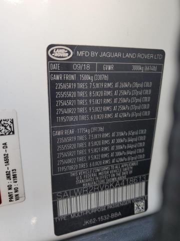 SALWR2RV6KA418613 - 2019 LAND ROVER RANGE ROVE HSE WHITE photo 14