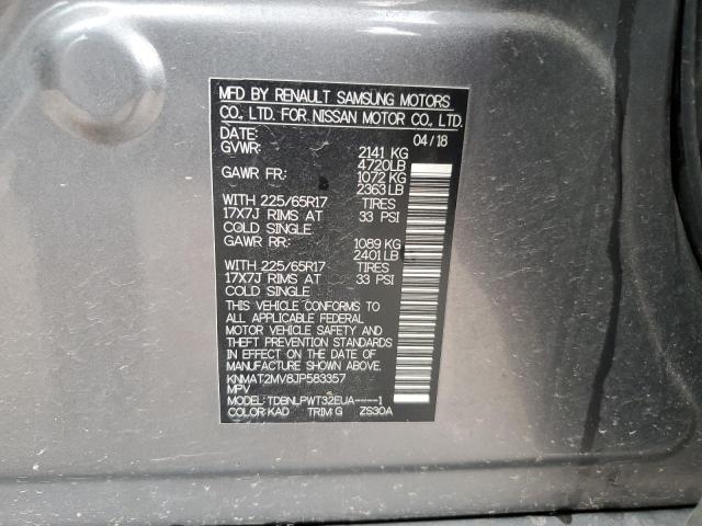 KNMAT2MV8JP583357 - 2018 NISSAN ROGUE S GRAY photo 13