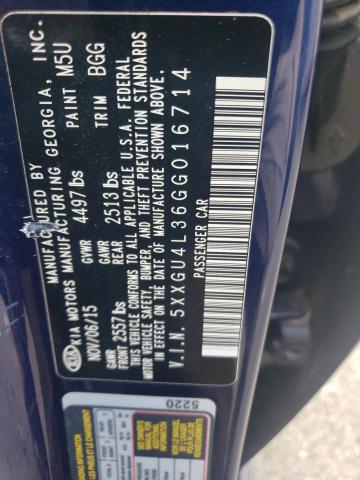 5XXGU4L36GG016714 - 2016 KIA OPTIMA EX BLUE photo 13