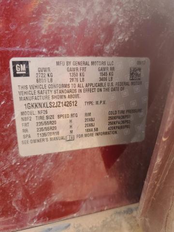 1GKKNXLS2JZ142612 - 2018 GMC ACADIA DENALI Czerwony zdjęcie 13