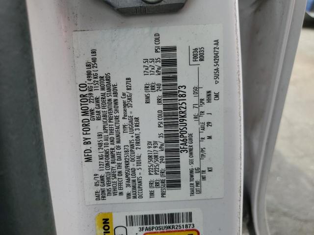 3FA6P0SU9KR251873 - 2019 FORD FUSION TITANIUM Ақ фото 13