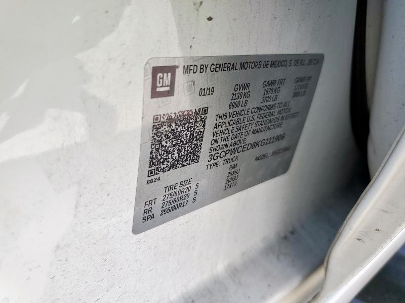 3GCPWCED8KG111906 - 2019 CHEVROLET SILVERADO C1500 LT 白色 照片 12