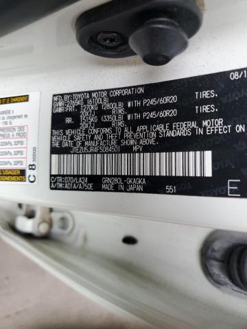 JTEZU5JR4F5084501 - 2015 TOYOTA 4RUNNER SR5 أبيض صورة 13