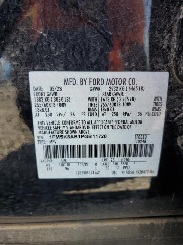 1FM5K8AB1PGB11720 - 2023 FORD EXPLORER POLICE INTERCEPTOR შავი ფოტო 12